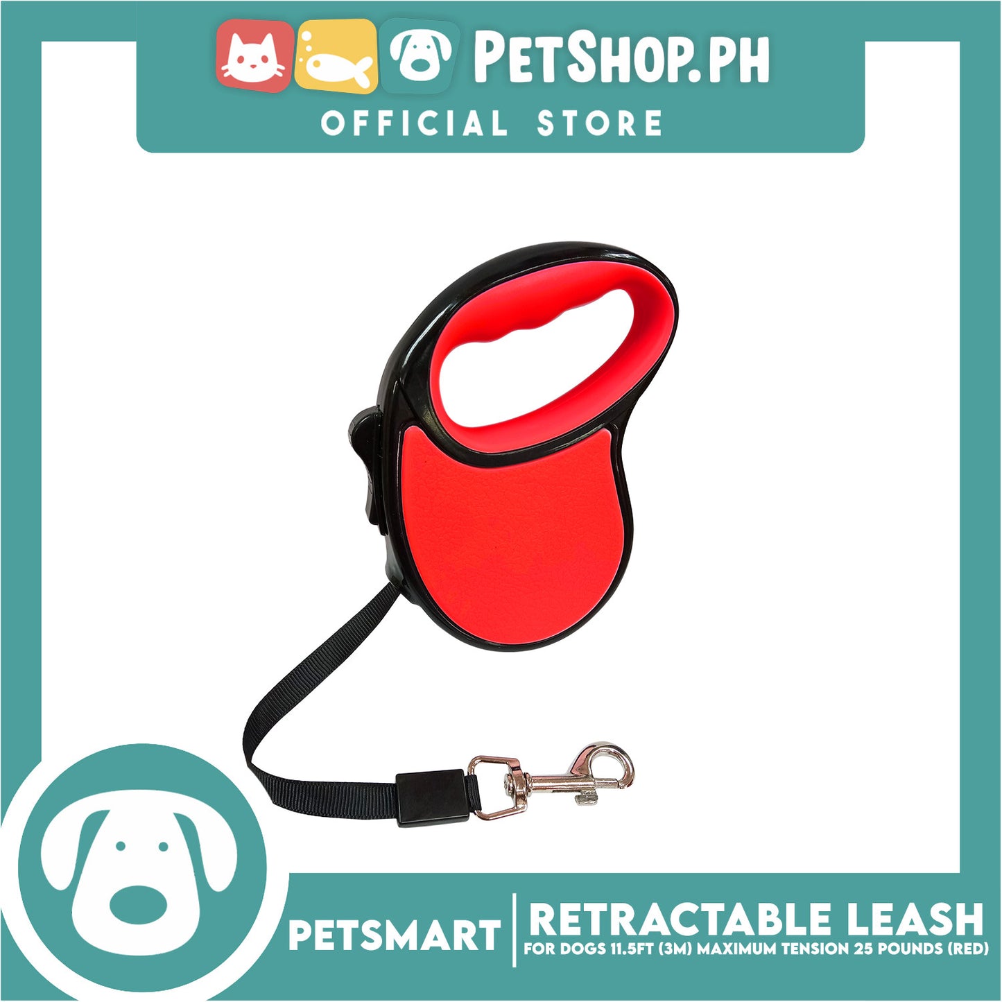 Retractable Leash for Dogs 11.5ft (3M) Maximum Tension 25pounds (Red)