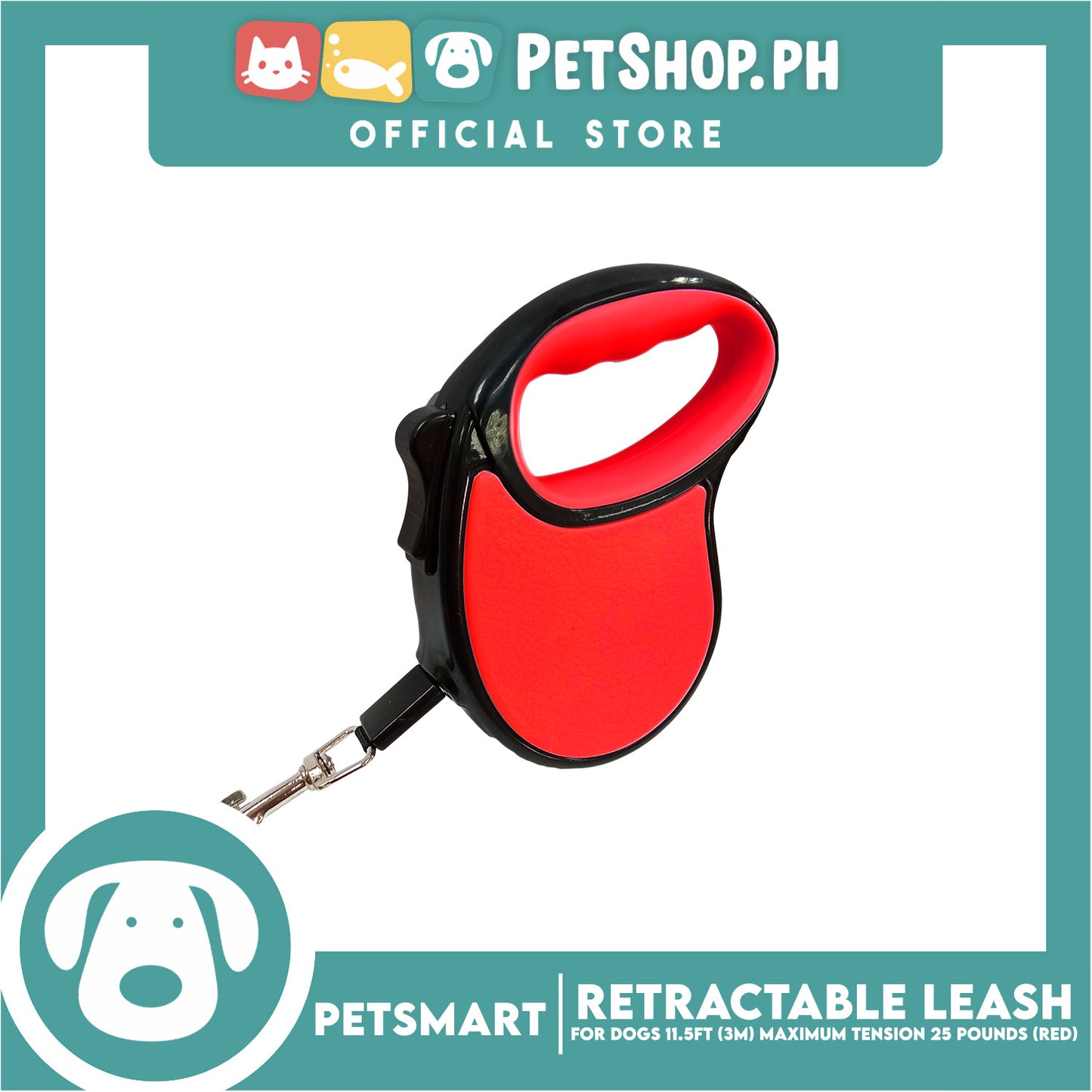 Retractable Leash for Dogs 11.5ft (3M) Maximum Tension 25pounds (Red)