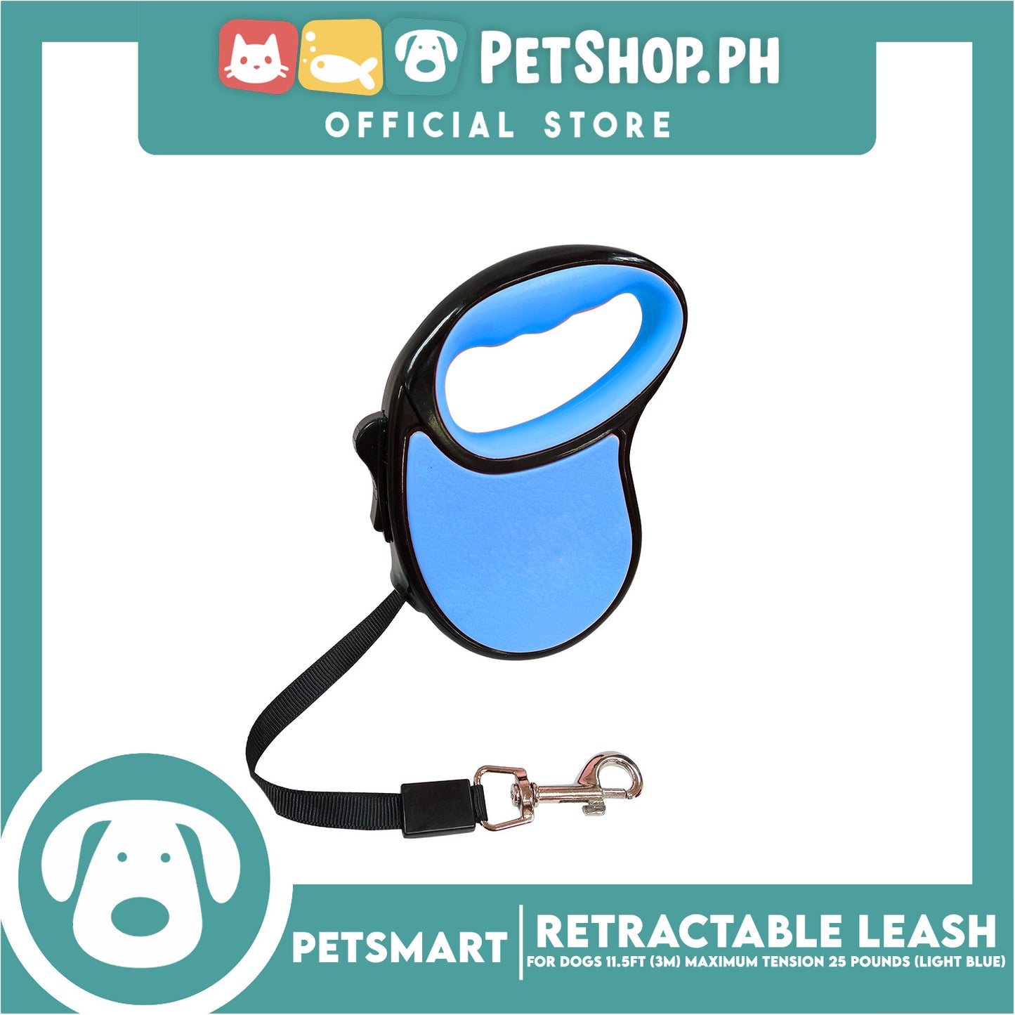 Retractable Leash for Dogs 11.5ft (3M) Maximum Tension 25pounds (Light Blue)