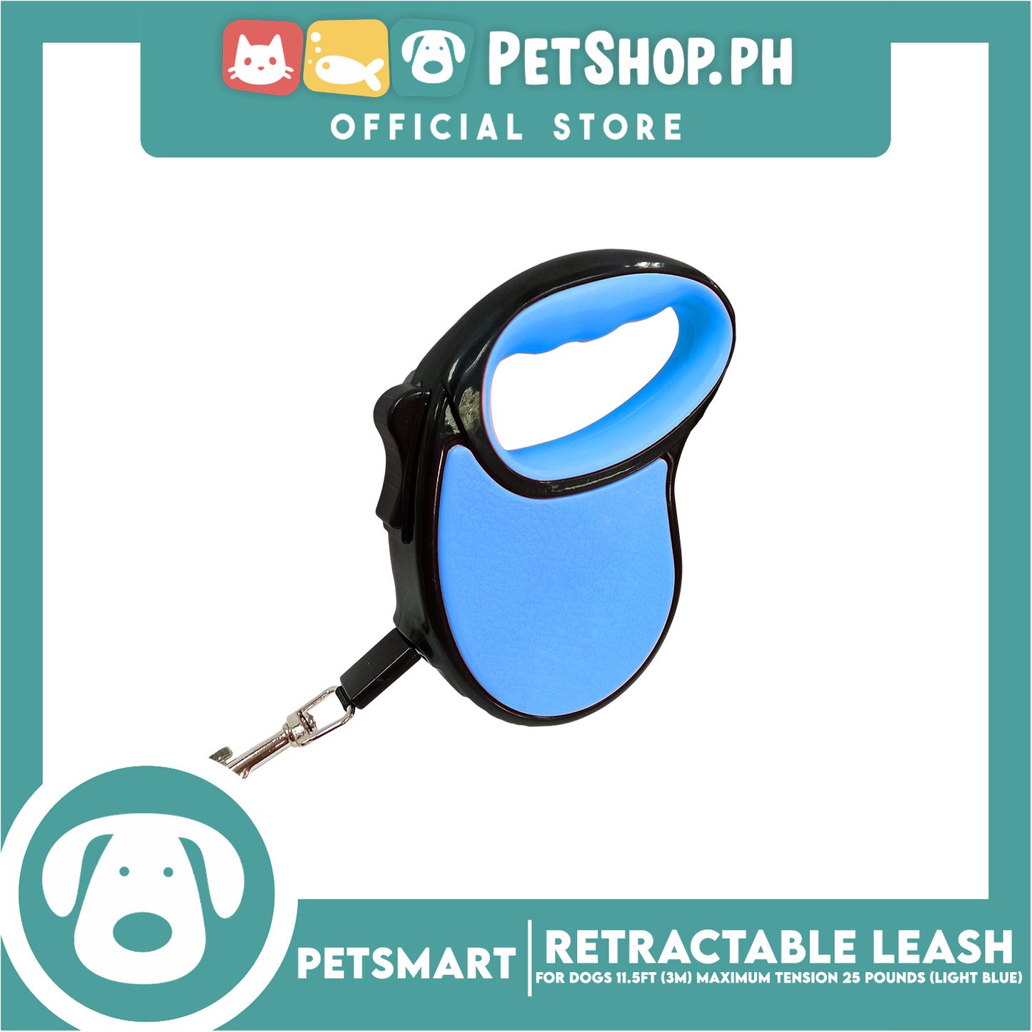 Retractable Leash for Dogs 11.5ft (3M) Maximum Tension 25pounds (Light Blue)
