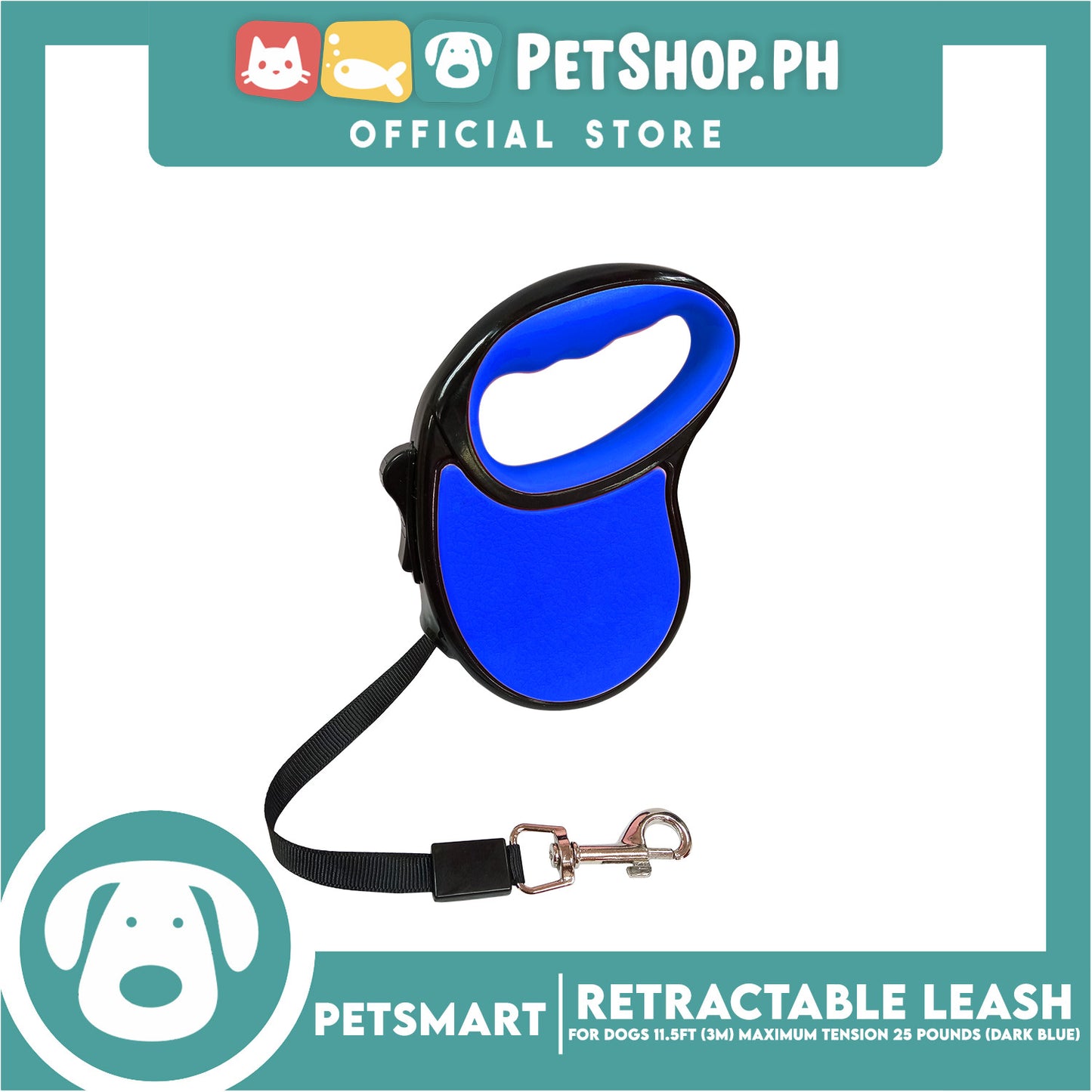 Retractable Leash for Dogs 11.5ft (3M) Maximum Tension 25pounds (Dark Blue)