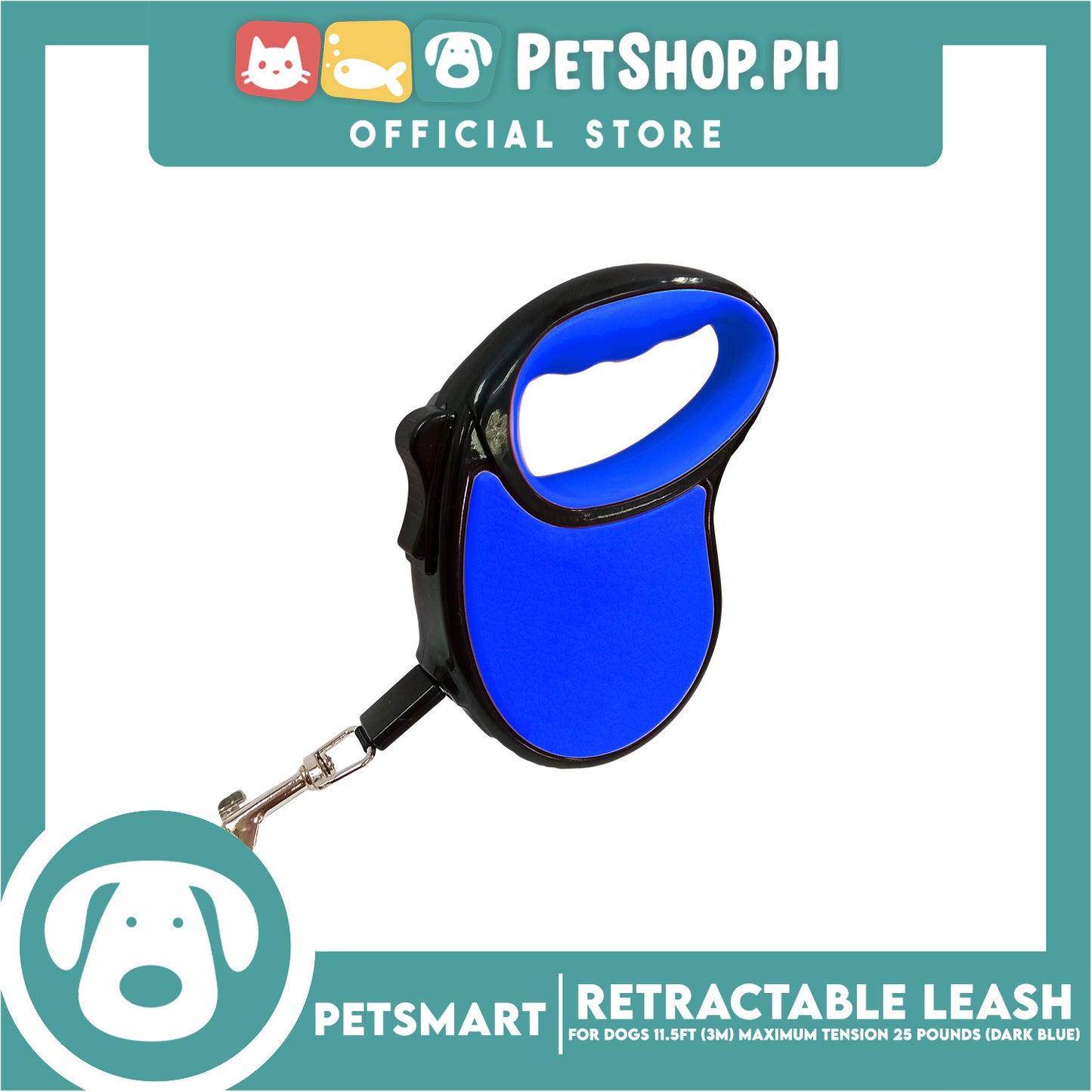 Retractable Leash for Dogs 11.5ft (3M) Maximum Tension 25pounds (Dark Blue)
