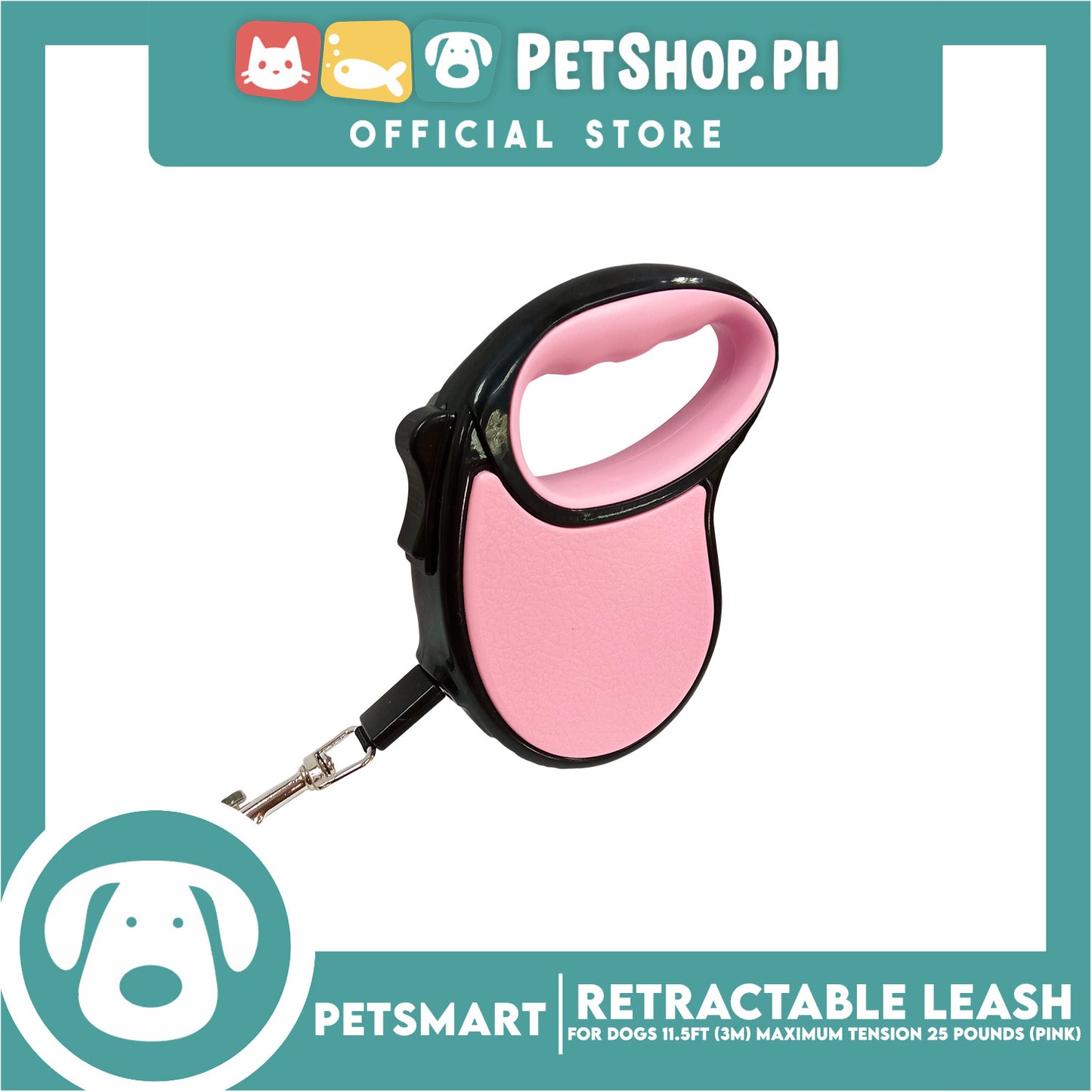 Retractable Leash for Dogs 11.5ft (3M) Maximum Tension 25pounds (Pink)