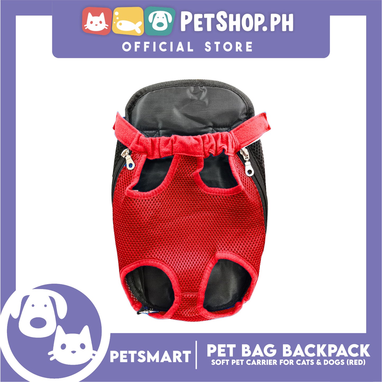 Pet Bag Backpack, Soft Pet Carrier for Cats and Dogs, Red Color (Small)