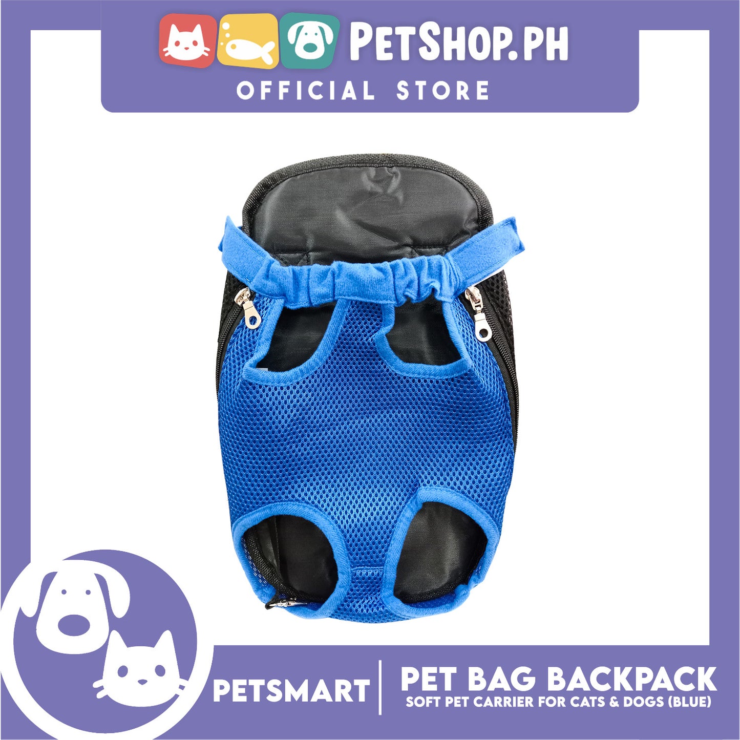 Pet Bag Backpack, Soft Pet Carrier for Cats and Dogs, Blue Color (Small)