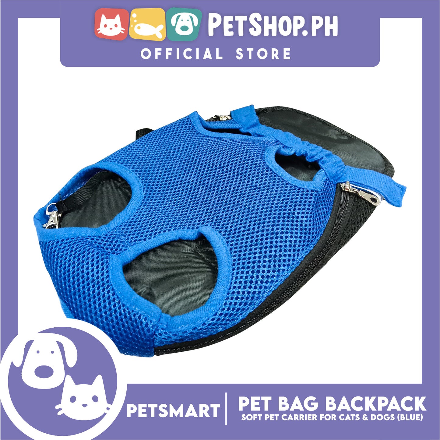 Pet Bag Backpack, Soft Pet Carrier for Cats and Dogs, Blue Color (Small)