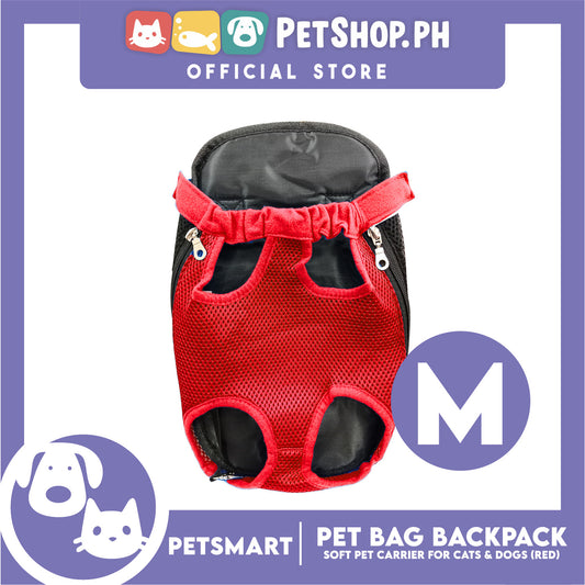 Pet Bag Backpack, Soft Pet Carrier for Cats and Dogs, Red Color (Medium)