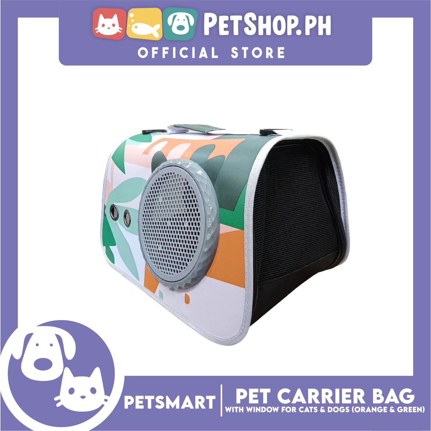 Pet Bag Carrier with Window for Cats and Dogs (Orange and Green) 40cm x 27cm x 27cm