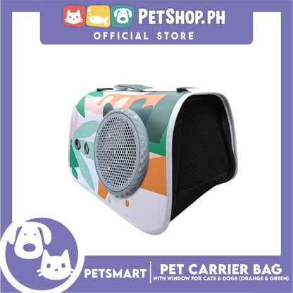 Pet Bag Carrier with Window for Cats and Dogs (Orange and Green) 40cm x 27cm x 27cm