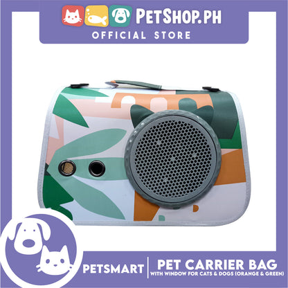 Pet Bag Carrier with Window for Cats and Dogs (Orange and Green) 40cm x 27cm x 27cm