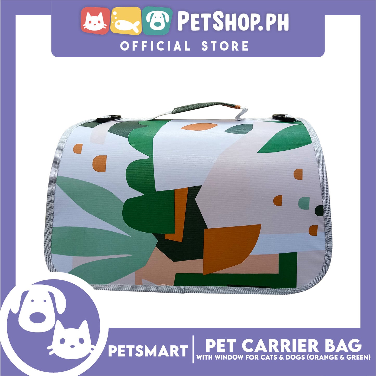 Pet Bag Carrier with Window for Cats and Dogs (Orange and Green) 40cm x 27cm x 27cm