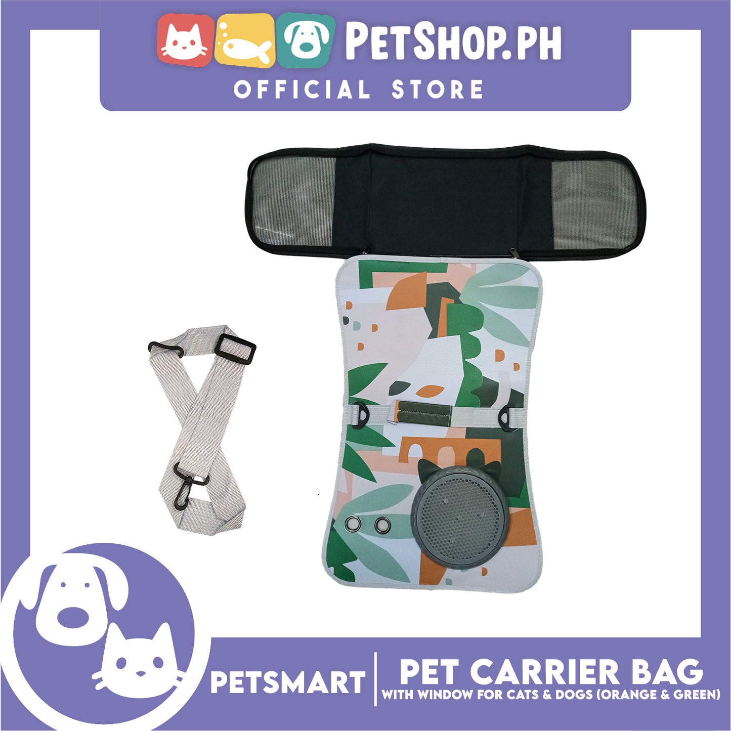 Pet Bag Carrier with Window for Cats and Dogs (Orange and Green) 40cm x 27cm x 27cm