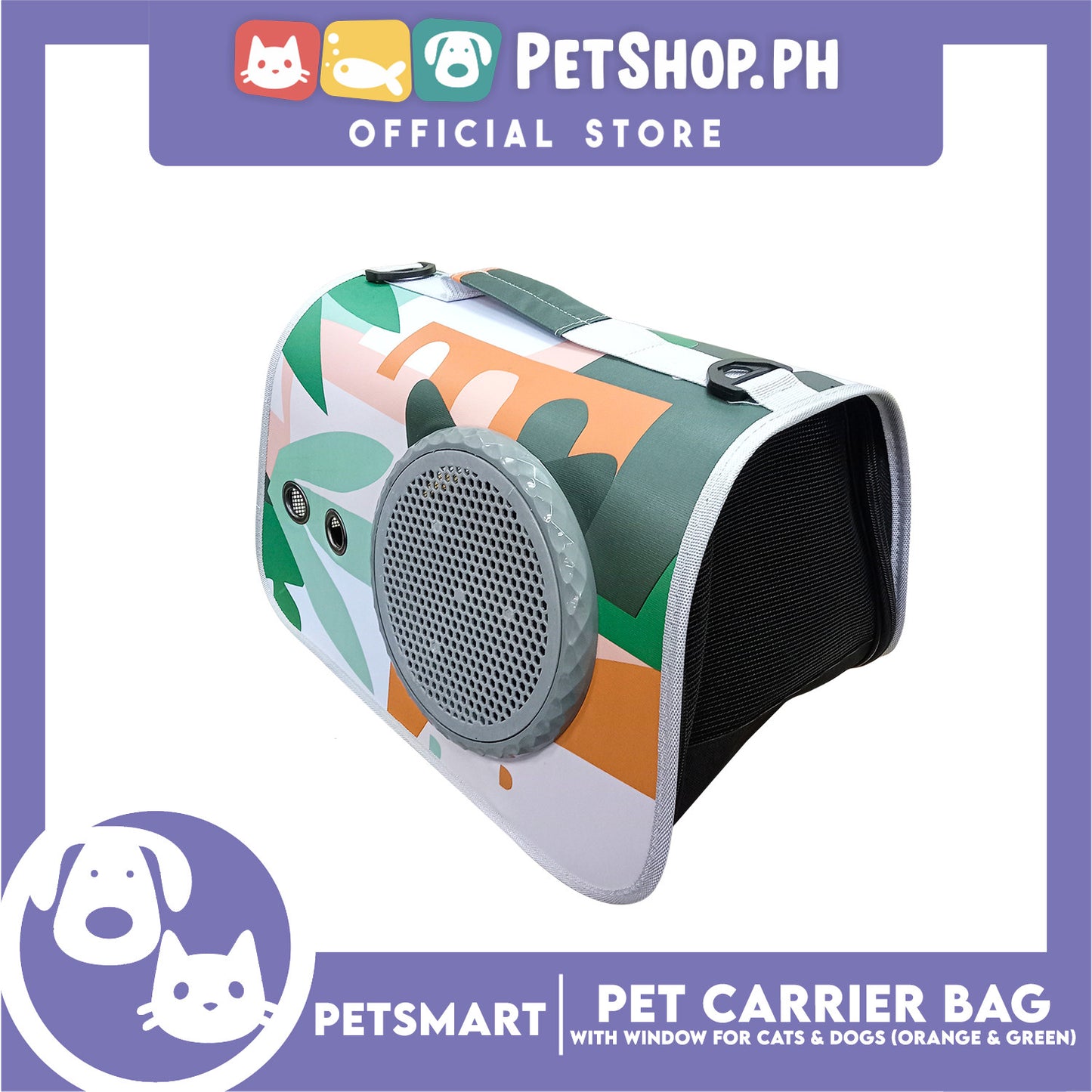Pet Bag Carrier with Window for Cats and Dogs (Orange and Green) 40cm x 27cm x 27cm