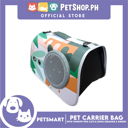 Pet Bag Carrier with Window for Cats and Dogs (Orange and Green) 40cm x 27cm x 27cm