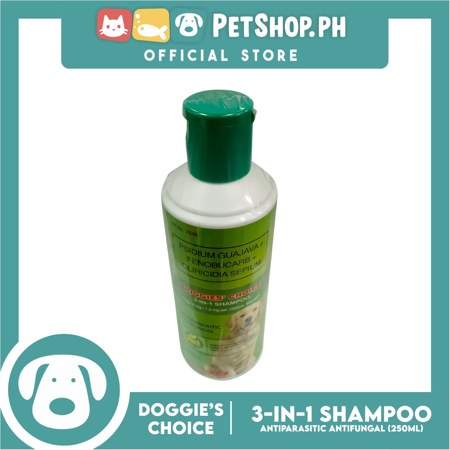 Doggies' Choice 3-IN-1 Dog Shampoo, Antiparasitic Antifungal 250ml