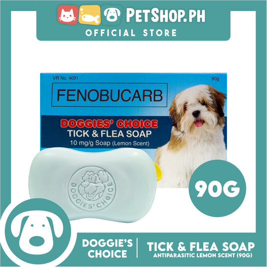 Doggies' Choice Tick and Flea Dog Soap, Antiparasitic 90g (Lemon Scent)