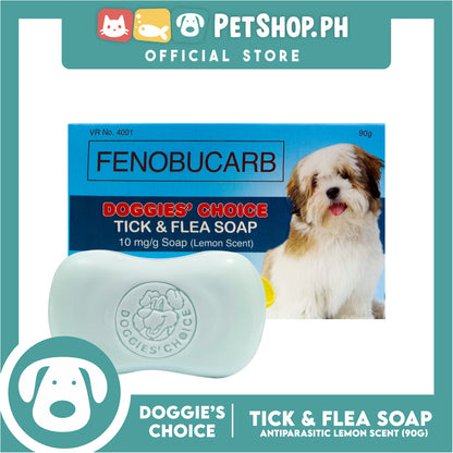 Doggies' Choice Tick and Flea Dog Soap, Antiparasitic 90g (Lemon Scent)