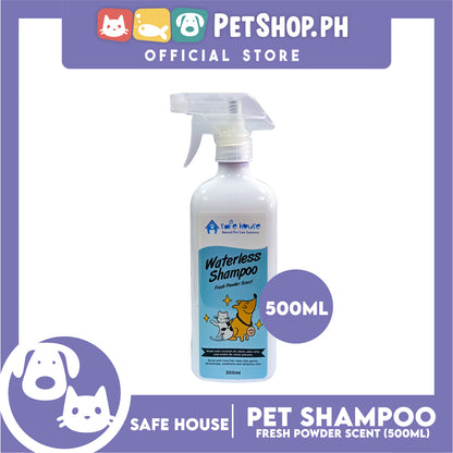 Safe House Natural Pet Care Solutions, Waterless Shampoo Fresh Powder Scent for Pets 500ml