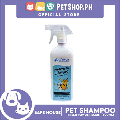 Safe House Natural Pet Care Solutions, Waterless Shampoo Fresh Powder Scent for Pets 500ml