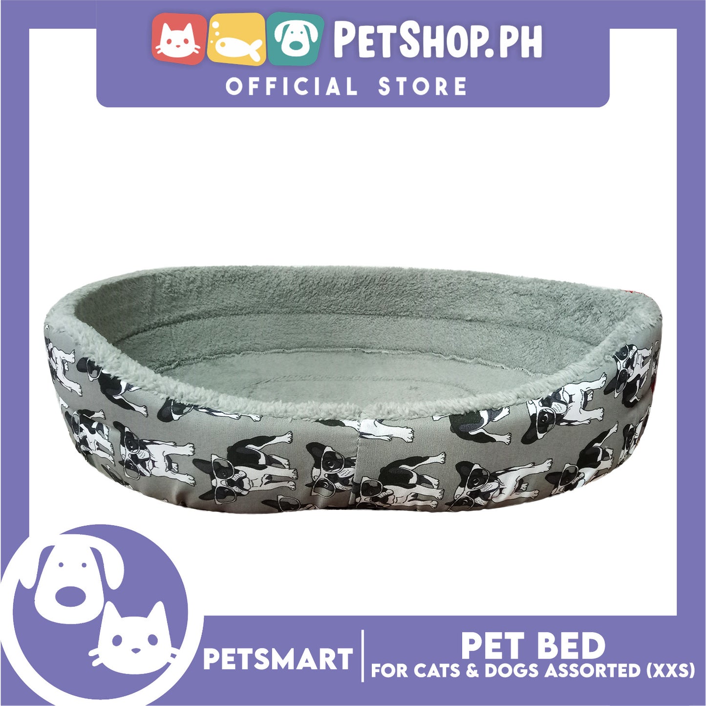 Pet Bed for Cats and Dogs XXS 40cm x 26cm x 8cm (Assorted Colors and Designs)