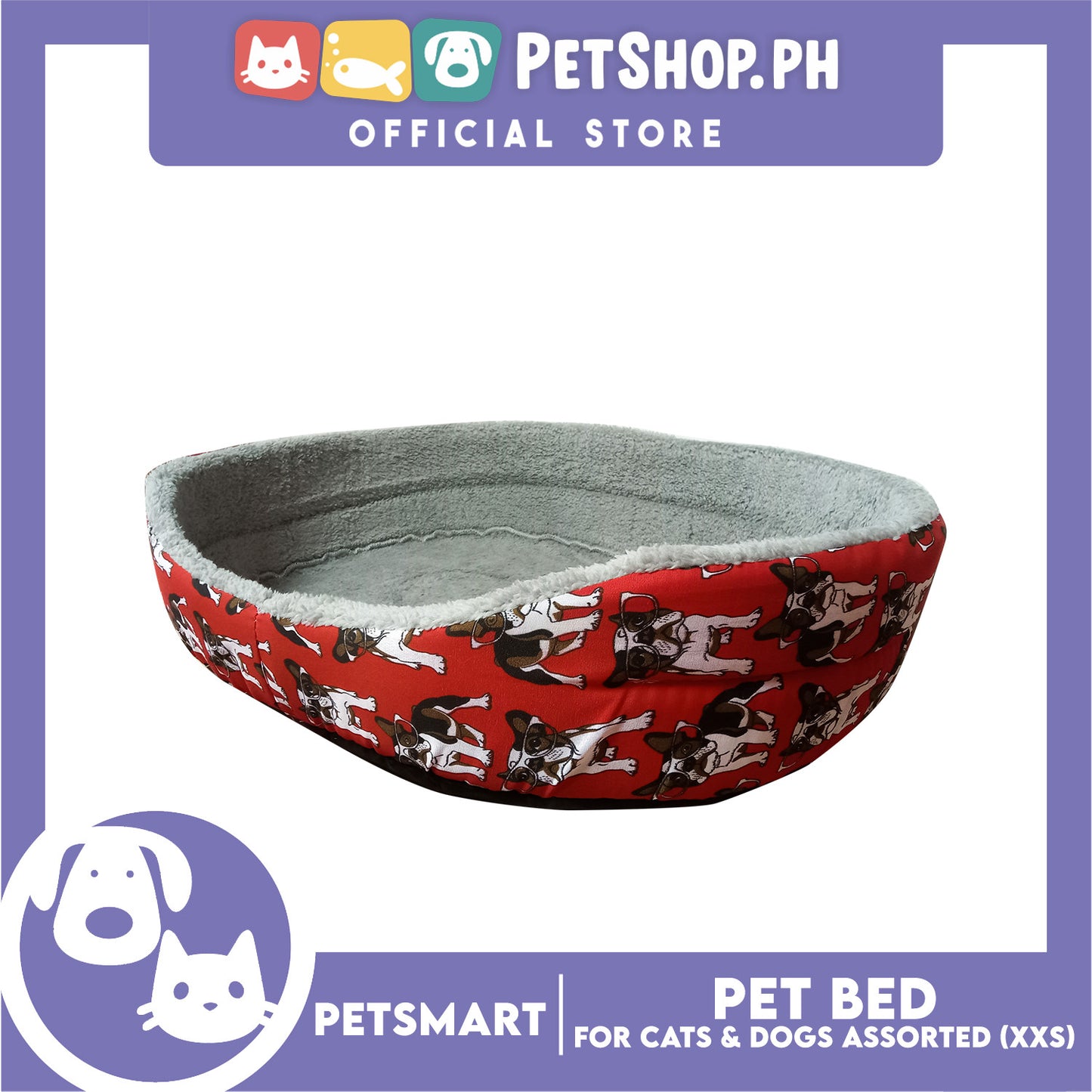 Pet Bed for Cats and Dogs XXS 40cm x 26cm x 8cm (Assorted Colors and Designs)