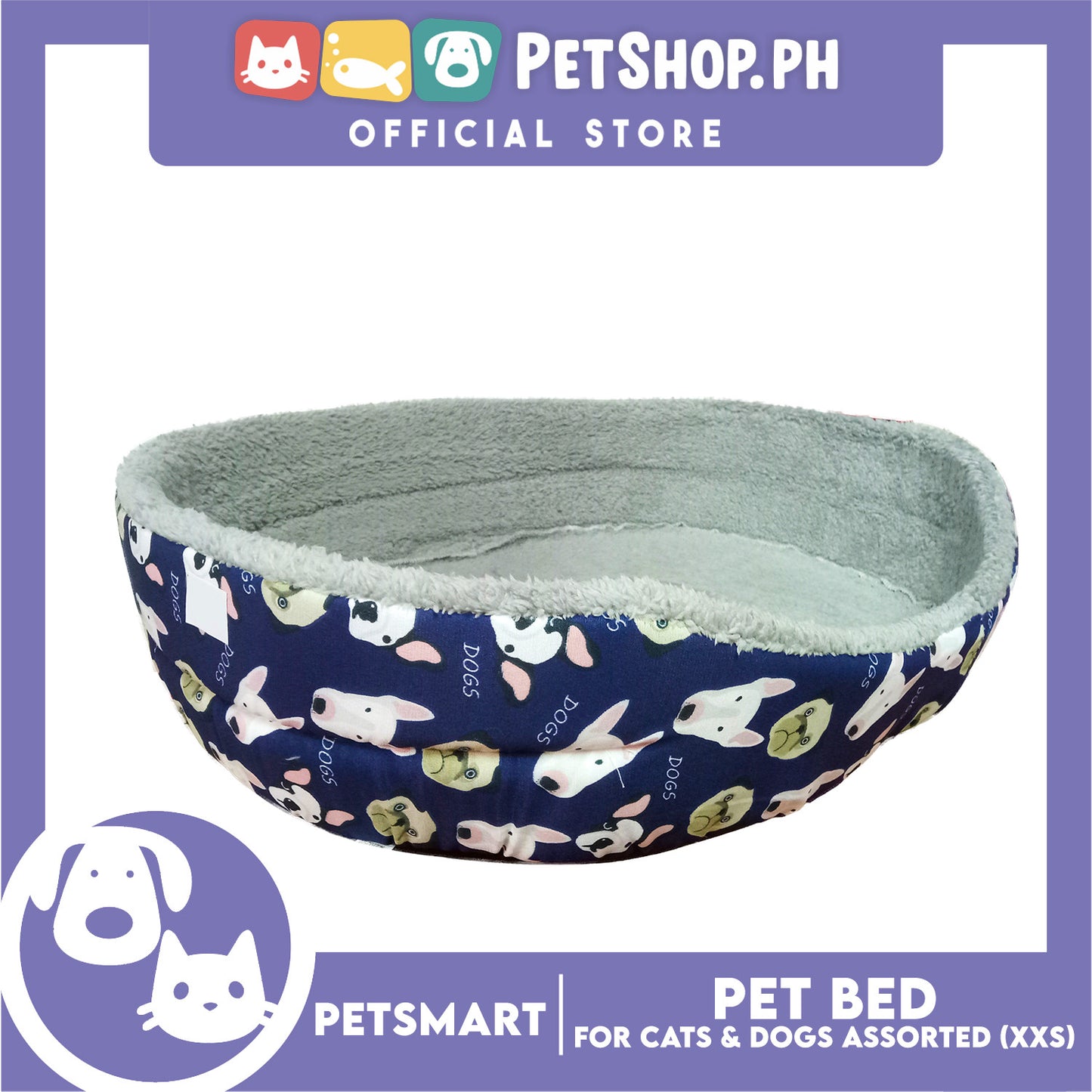 Pet Bed for Cats and Dogs XXS 40cm x 26cm x 8cm (Assorted Colors and Designs)