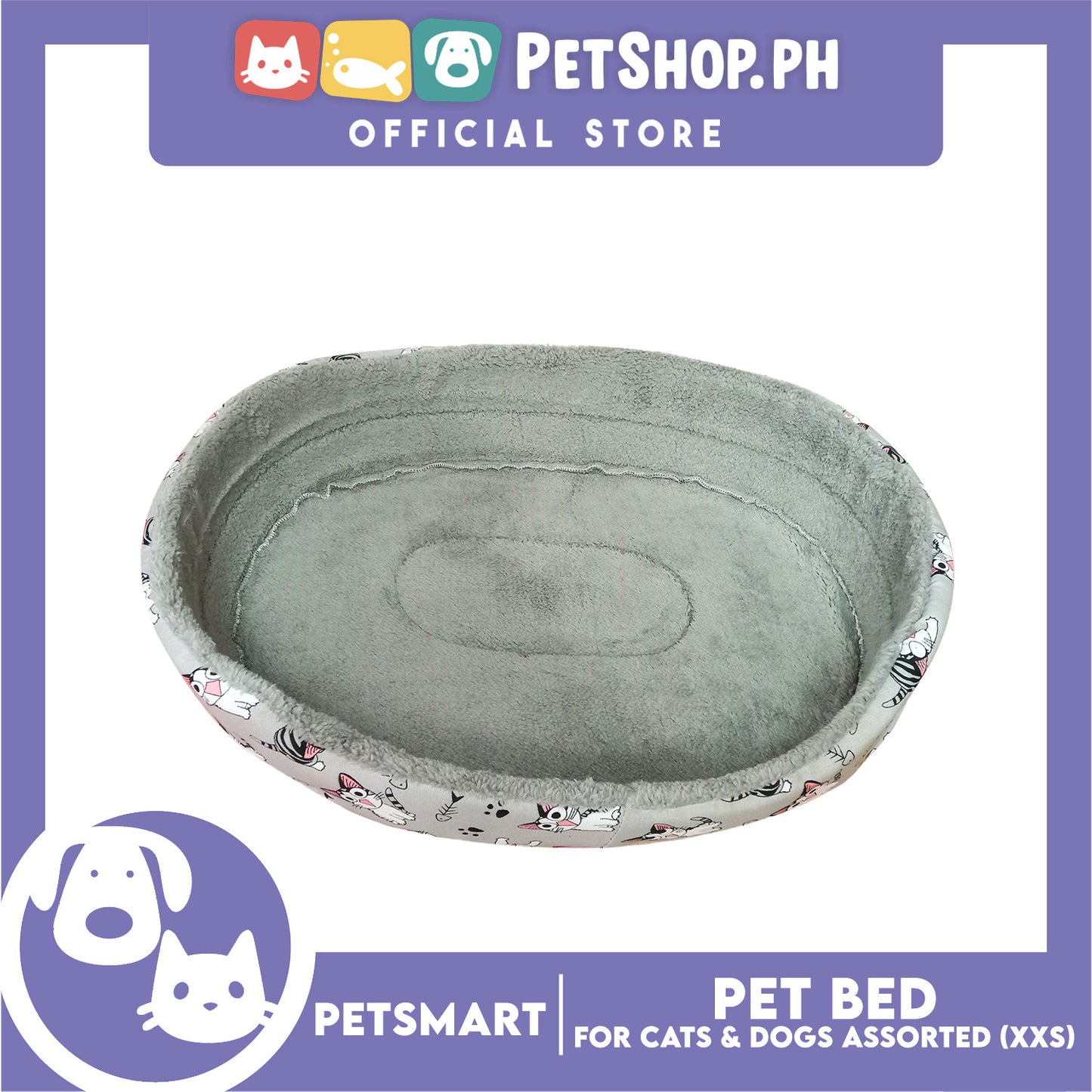 Pet Bed for Cats and Dogs XXS 40cm x 26cm x 8cm (Assorted Colors and Designs)