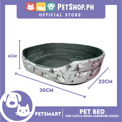 Pet Bed Soft and Comfortable Sleeping Bed XXXS (Assorted Colors and Designs) for Cats and Dogs