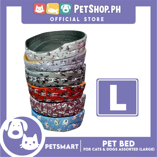 Pet Bed Soft and Comfortable Sleeping Bed L (Assorted Colors and Designs) for Cats and Dogs
