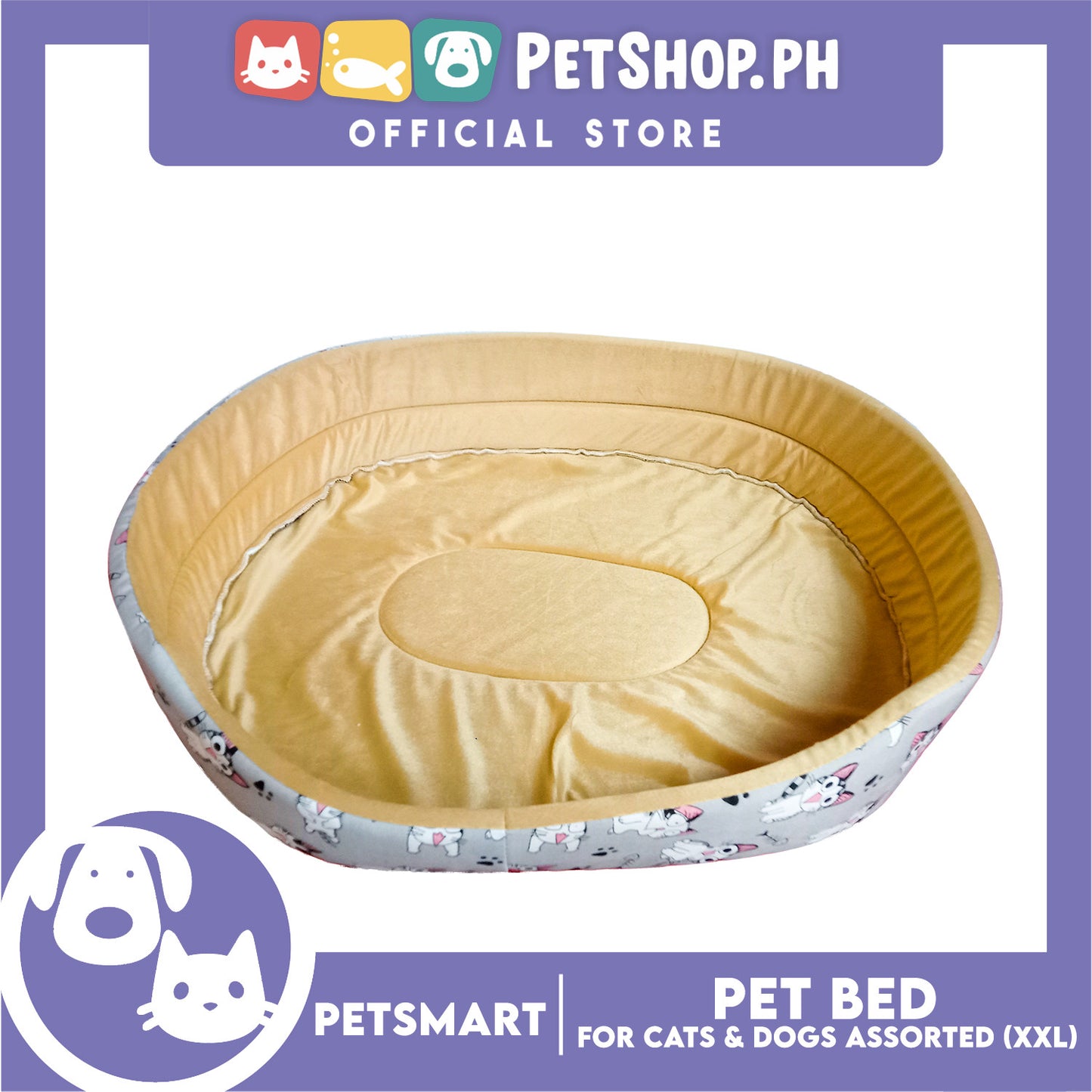 Pet Bed Soft and Comfortable Sleeping XXL (Assorted Colors and Designs) for Cats and Dogs