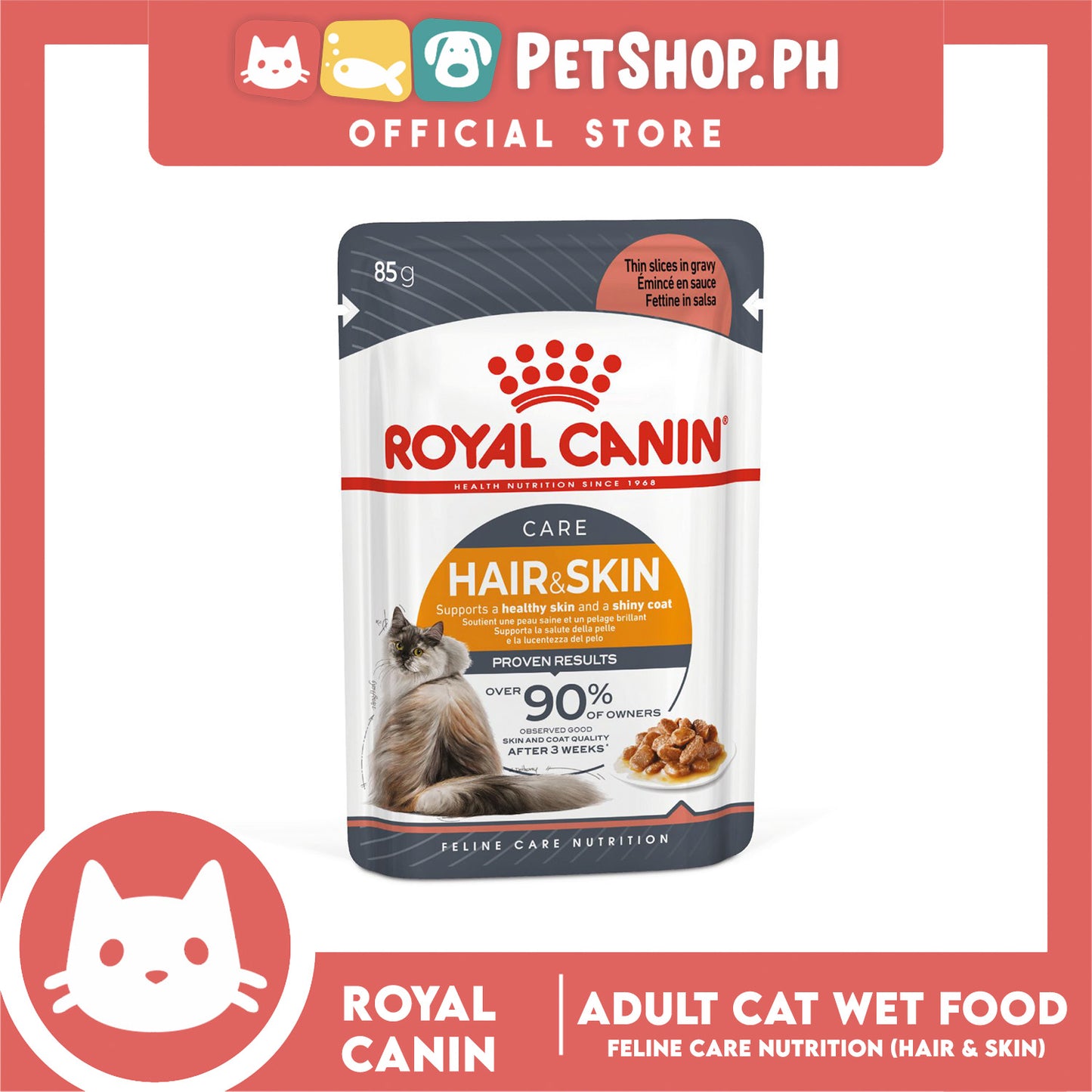 Royal Canin Hair and Skin Care (12x85g) Adult Wet Cat Food - Feline Care Nutrition