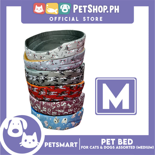 Pet Bed Soft and Comfortable Sleeping Bed M (Assorted Colors and Designs) for Cats and Dogs