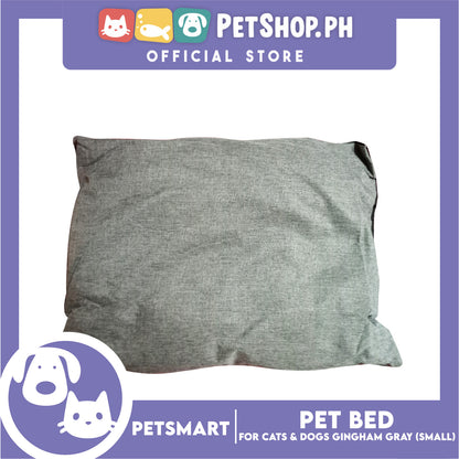Pet Bed Cat Dog Bed Washable Gingham Gray (Small) with removable cushion