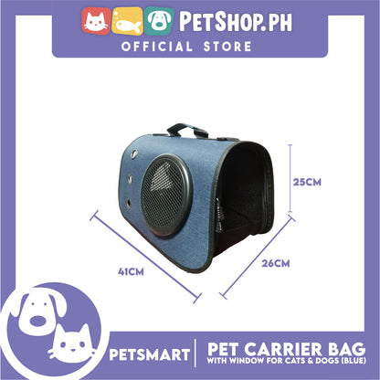 Pet Bag Carrier with Window for Cats and Dogs (Blue) 41cm x 26cm x 25cm