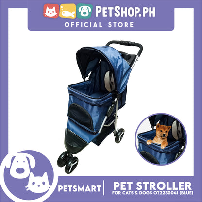 Pet Stroller 3 Wheels for Cats and Dogs, Blue Color (OT2230041) 36cm x 73cm x 105cm