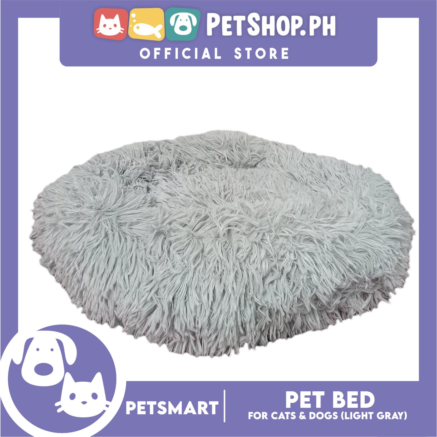 Pet Bed for Cats and Dogs (Light Gray Color) Medium Size 55cm x 45cm x 8cm