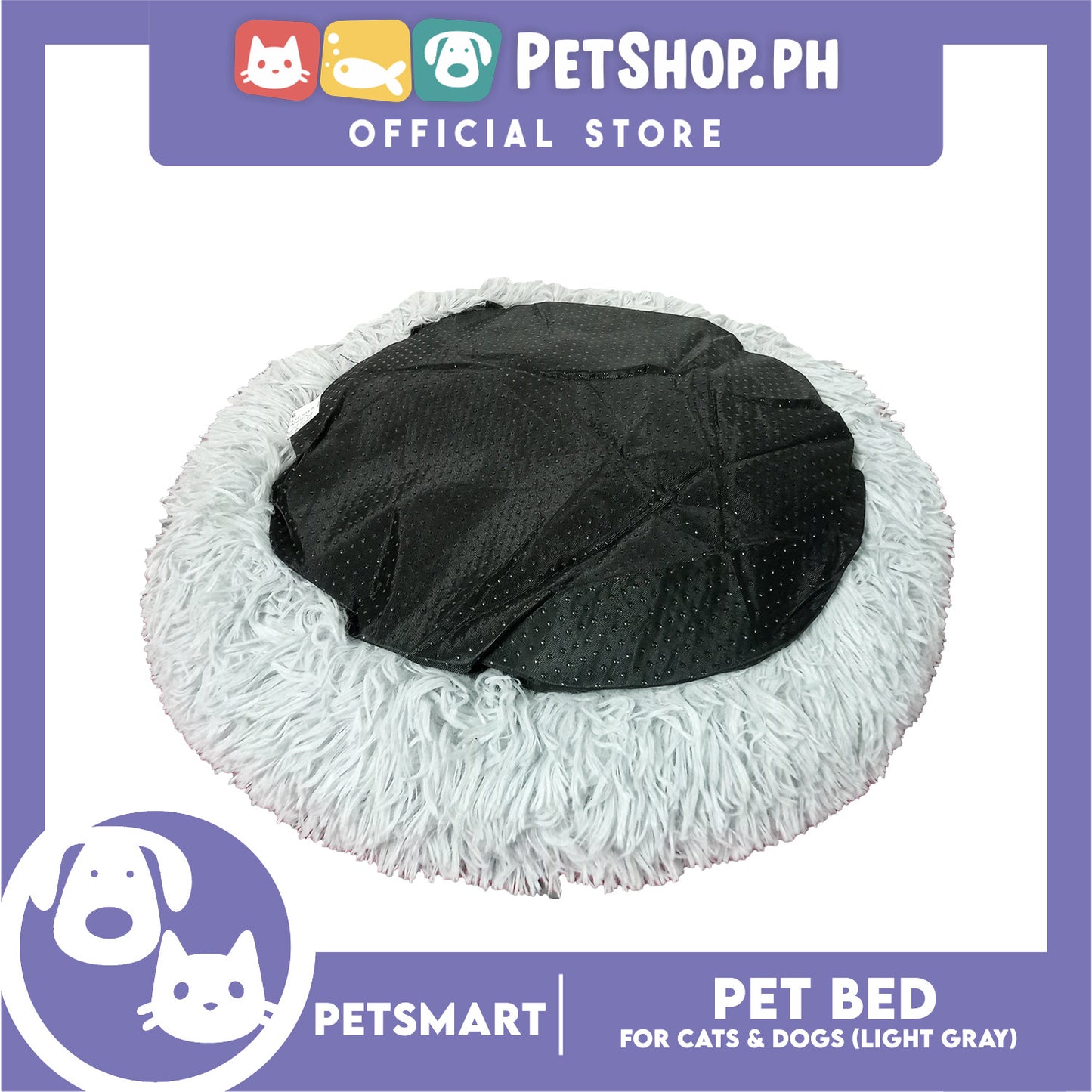 Pet Bed for Cats and Dogs (Light Gray Color) Medium Size 55cm x 45cm x 8cm