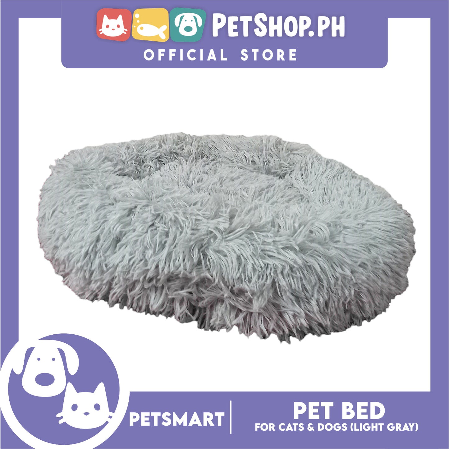 Pet Bed for Cats and Dogs (Light Gray Color) Medium Size 55cm x 45cm x 8cm