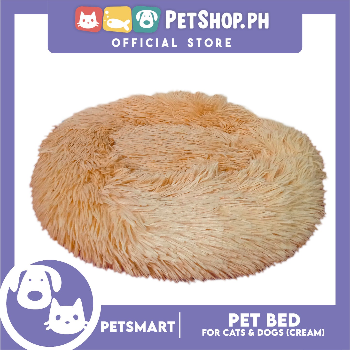 Pet Bed for Cats and Dogs (Cream Color) Medium Size 55cm x 45cm x 8cm
