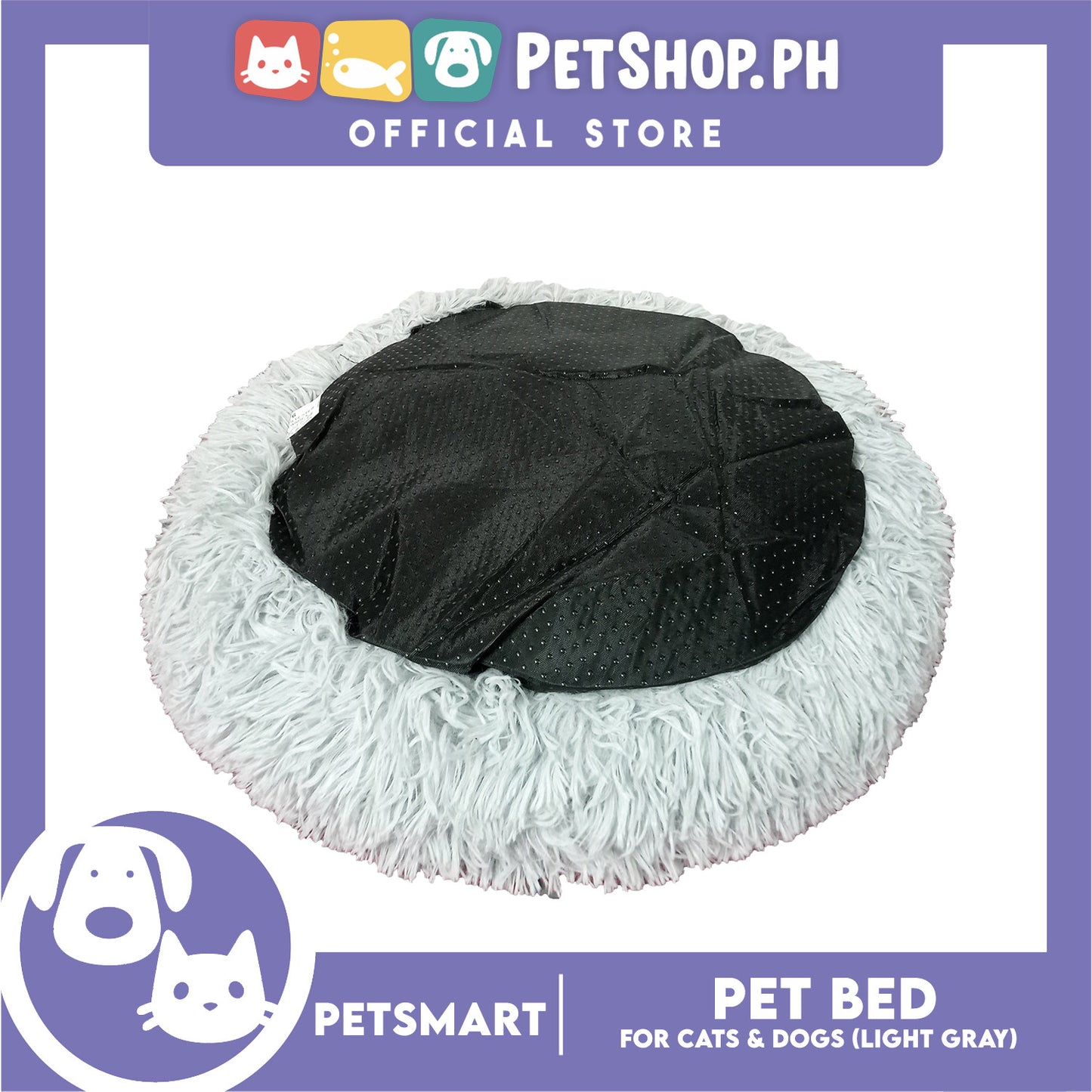 Pet Bed for Cats and Dogs (Light Gray Color) Large Size 63cm x 46cm x 8cm