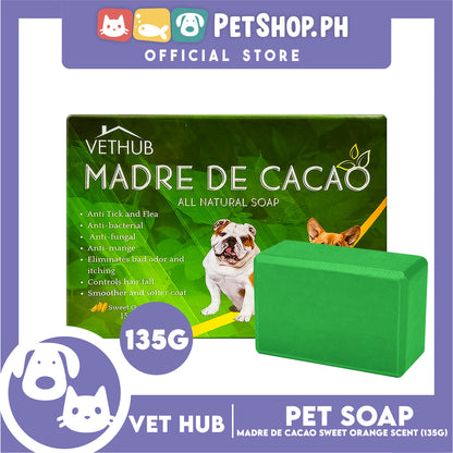 Vethub Madre De Cacao All Natural Soap for Cats and Dogs, 135g (Sweet Orange Scent)