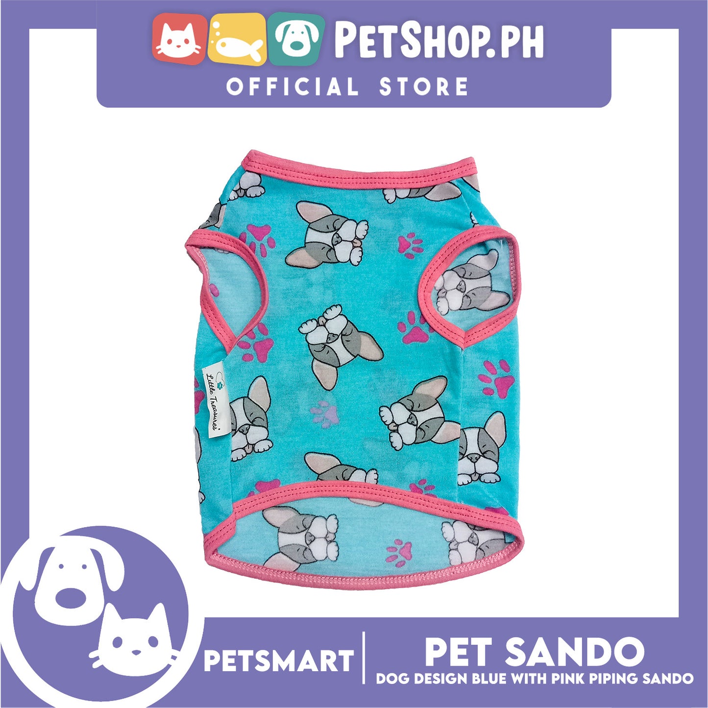 Pet Sando Dog Design Blue with Piping Color, Small Size (DG-CTN196S)