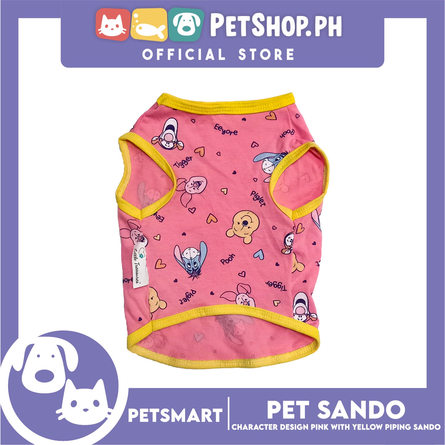 Pet Sando Character Design, Pink with Yellow Piping Color, Large Size (DG-CTN197L)