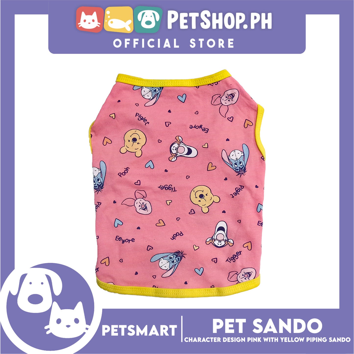 Pet Sando Character Design, Pink with Yellow Piping Color, Small Size (DG-CTN197S)