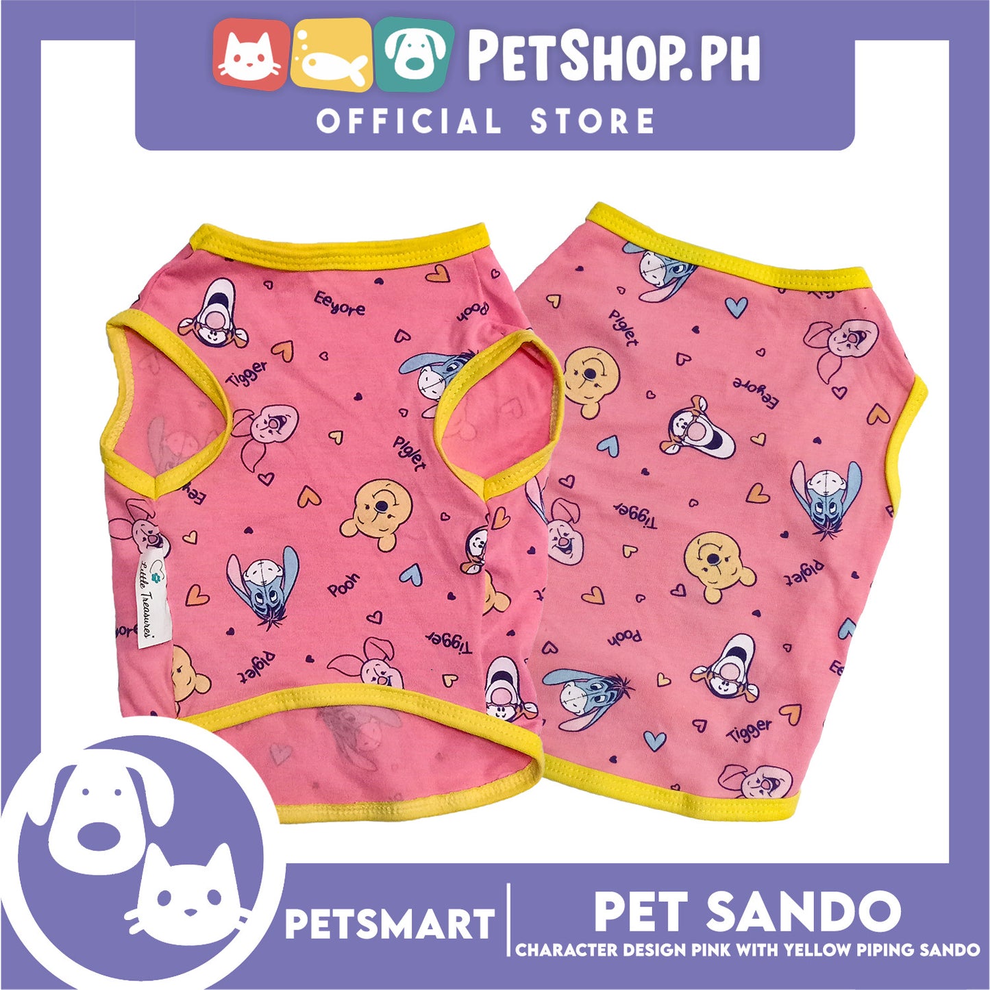 Pet Sando Character Design, Pink with Yellow Piping Color, Small Size (DG-CTN197S)
