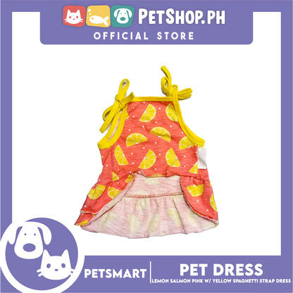 Pet Dress Lemon Salmon Pink with Yellow Spaghetti Strap Design, Medium Size (DG-CTN202M)
