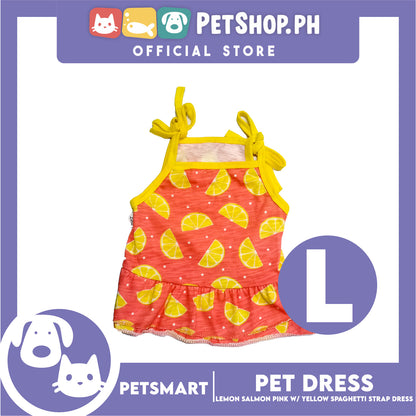 Pet Dress Lemon Salmon Pink with Yellow Spaghetti Strap Design, Large Size (DG-CTN202L)