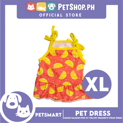 Pet Dress Lemon Salmon Pink with Yellow Spaghetti Strap Design, XL Size (DG-CTN202XL)