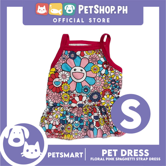 Pet Dress Floral Pink Spaghetti Strap Design, Small Size (DG-CTN203S)
