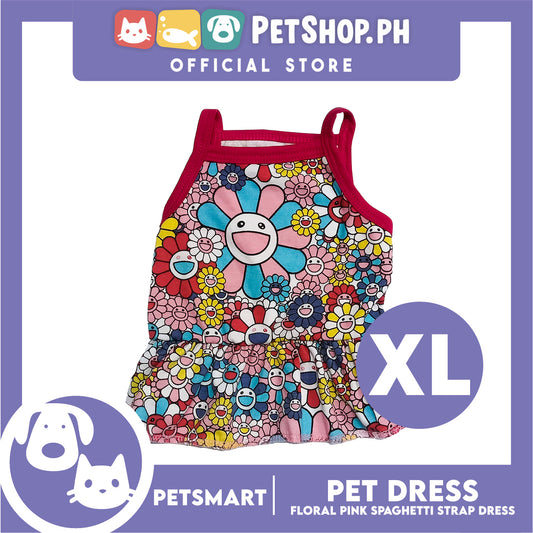 Pet Dress Floral Pink Spaghetti Strap Design, XL Size (DG-CTN203XL)